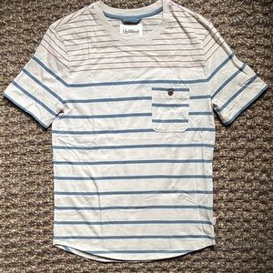 UpWest Cream Short-Sleeve Tee with Blue and Tan Stripes